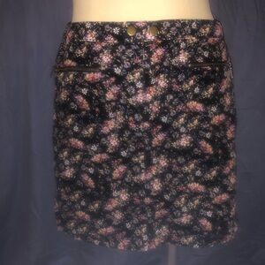 Mossimo Supply Co Corduroy Floral Mini Skirt with 2 Zippered Pockets